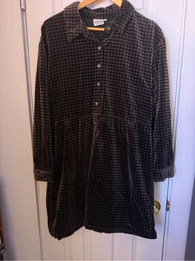 Match Women’s Velvet Brown Plaid Button-Front Dress